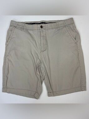 Iron Flex Men Size 36 Shorts Flaws Beige Flat Front Cotton Blend Casual Preppy